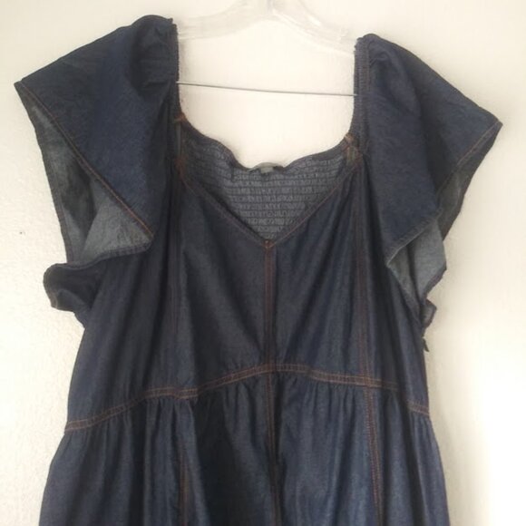 Terra & Sky Jean flutter sleeve midi Dress women's size 3X (24W-26W) - Picture 2 of 14